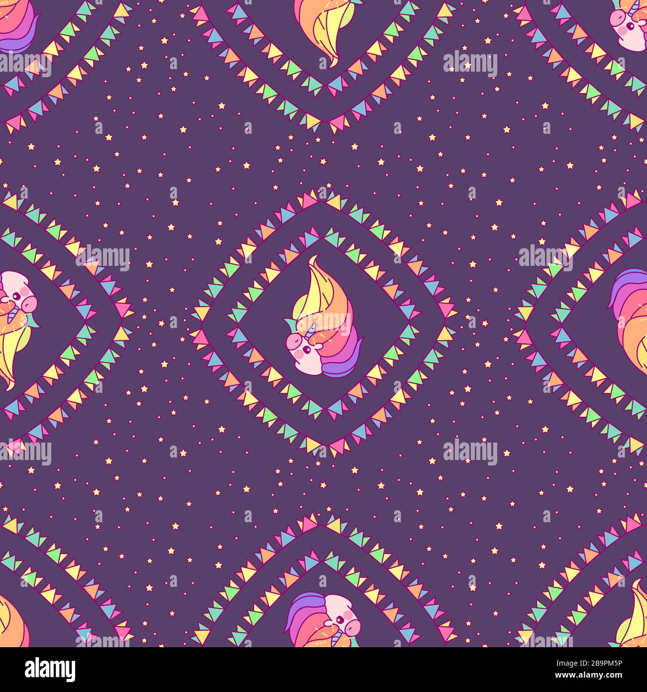vector rainbow unicorn seamless pattern wall art Stock Vector Image ...