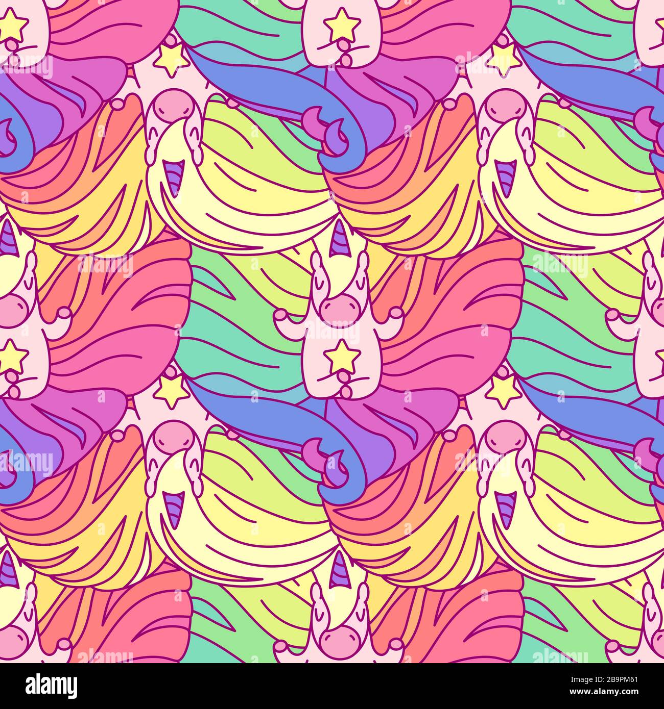 vector rainbow unicorn seamless pattern wall art Stock Vector Image ...