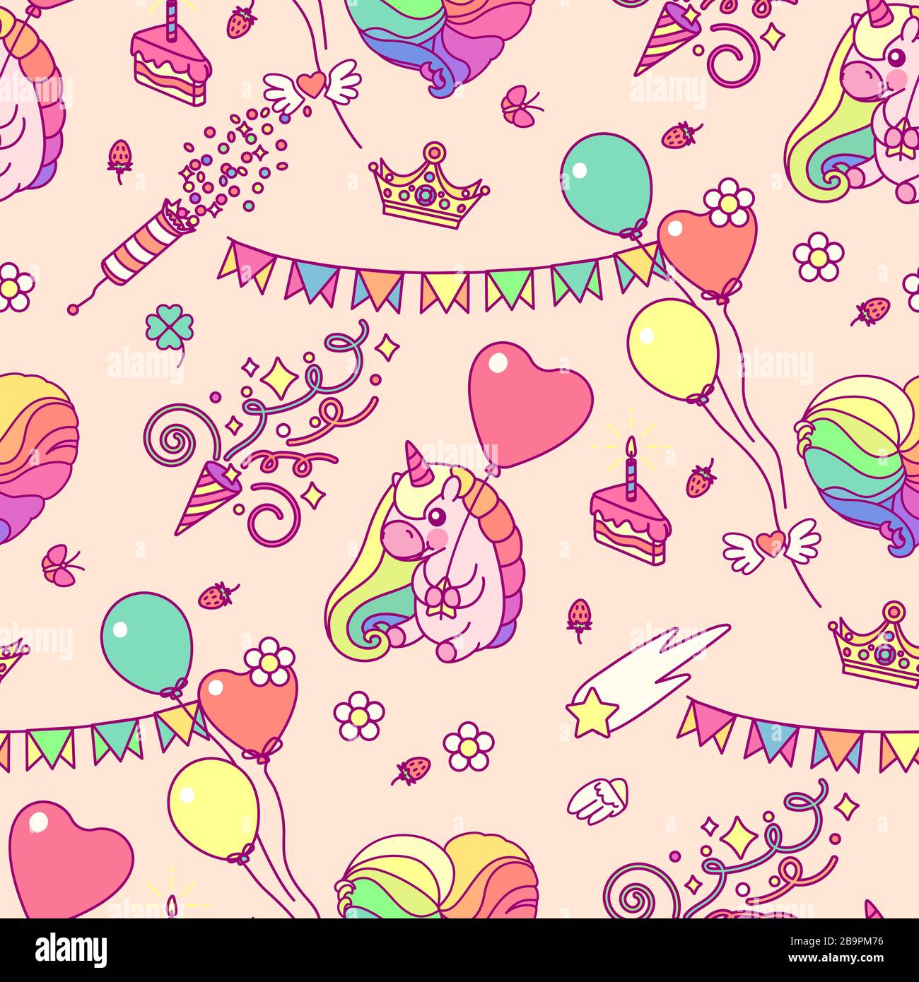 vector rainbow unicorn seamless pattern wall art Stock Vector Image ...