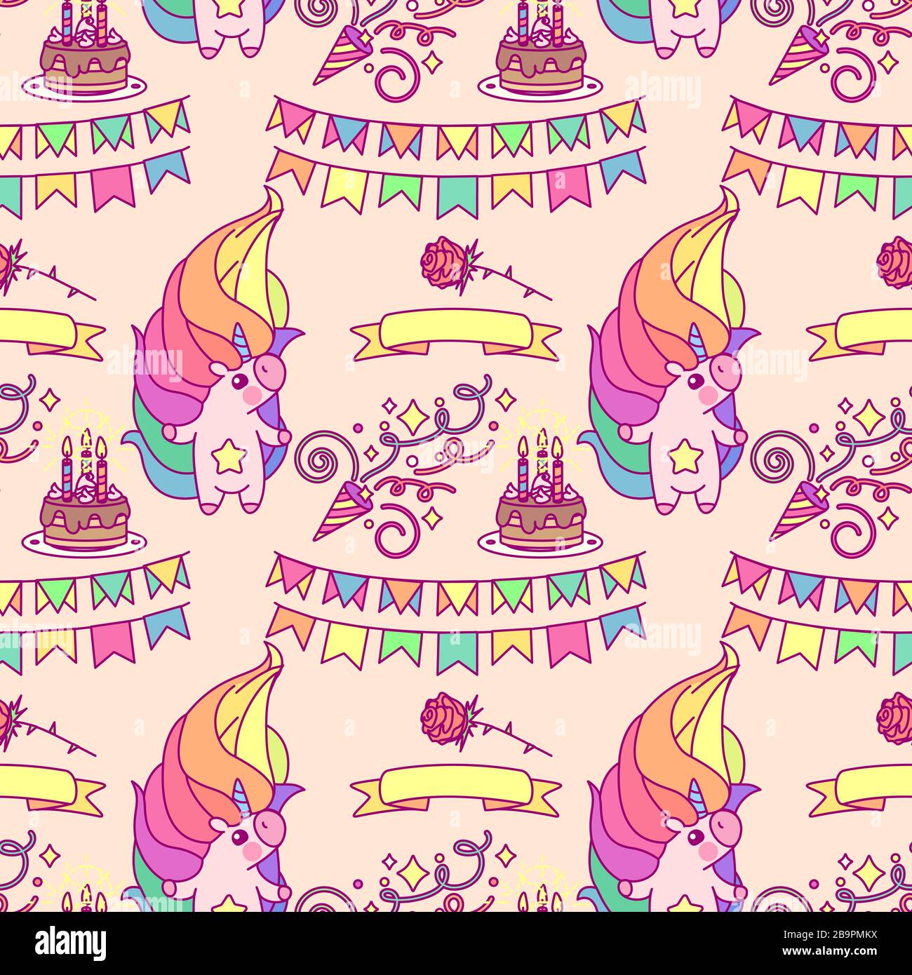 vector rainbow unicorn seamless pattern wall art Stock Vector Image ...