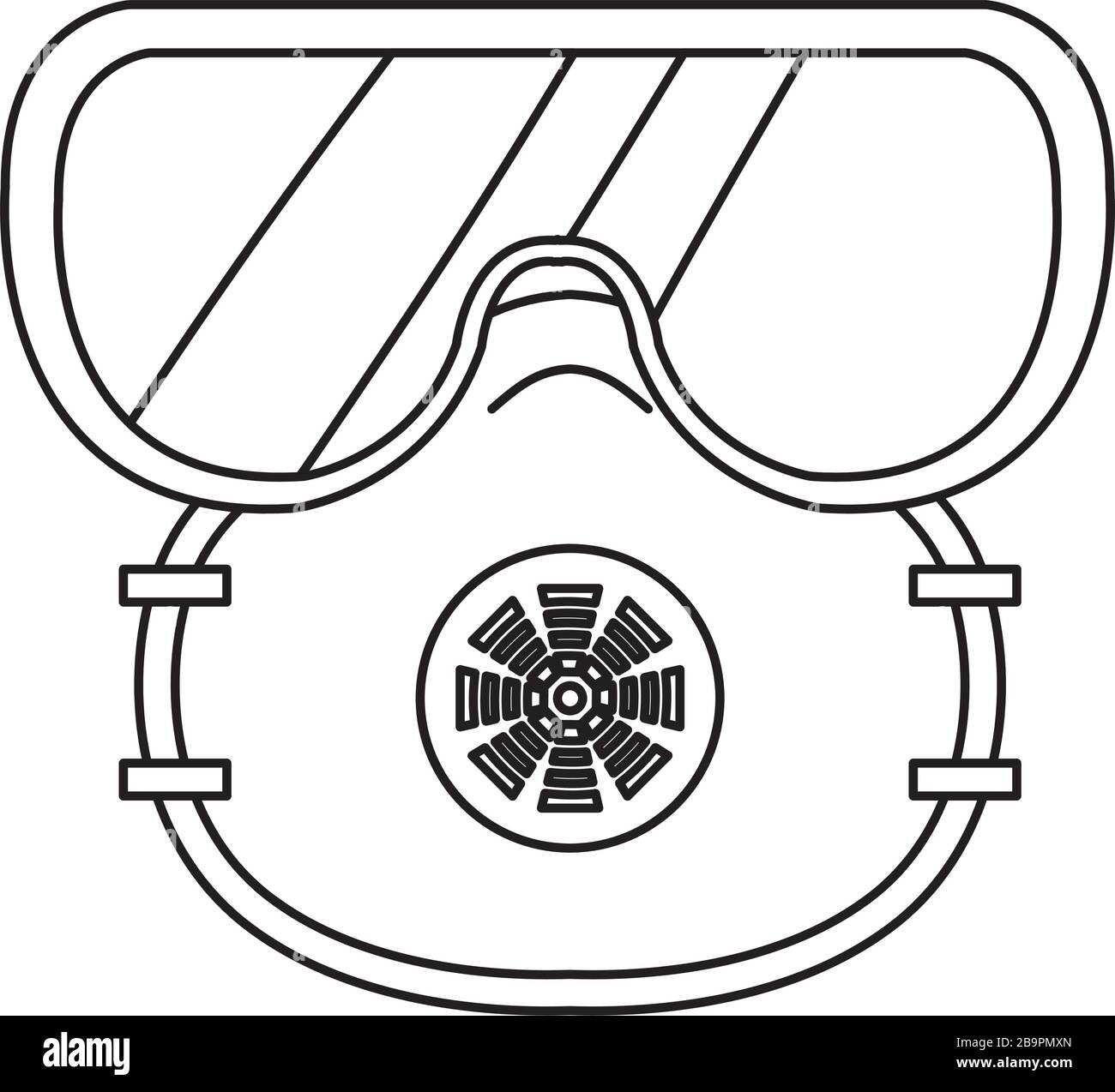 protection respiratory with safety goggles isolated icon Stock Vector