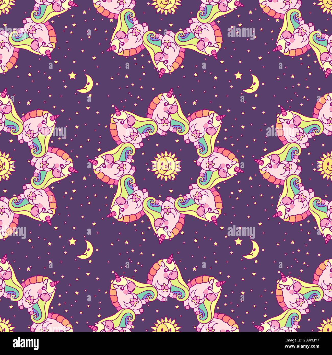 vector rainbow unicorn seamless pattern wall art Stock Vector Image ...