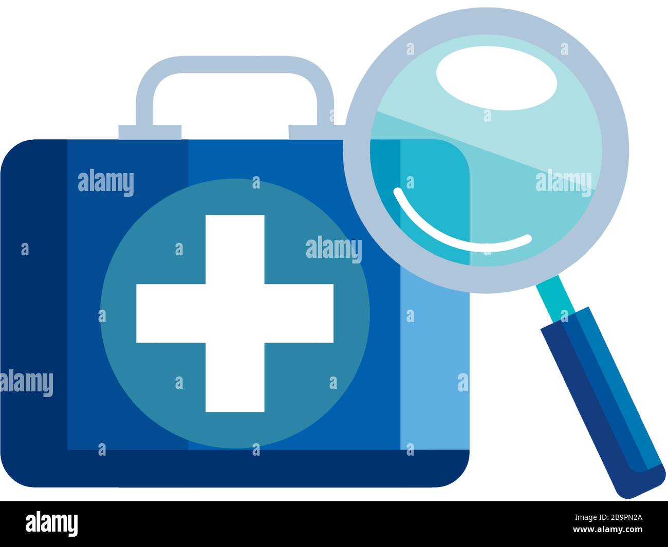 first aid kit with magniying glass isolated icon Stock Vector Image ...