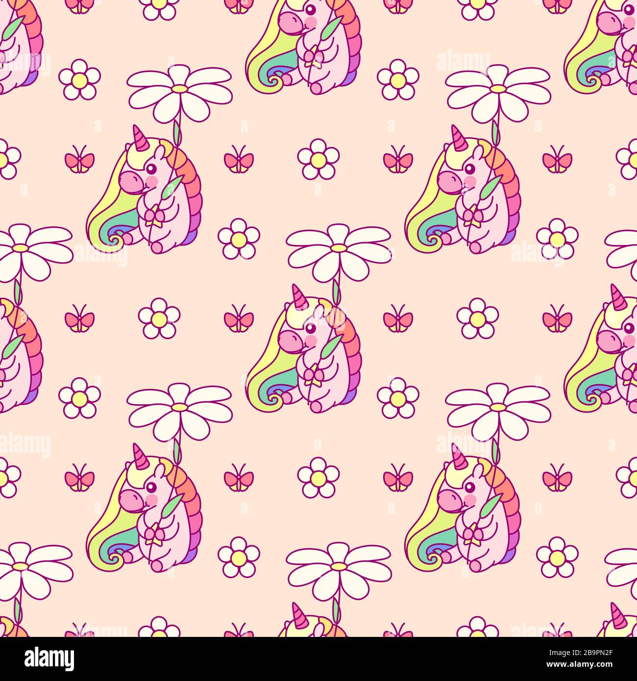 vector rainbow unicorn seamless pattern wall art Stock Vector
