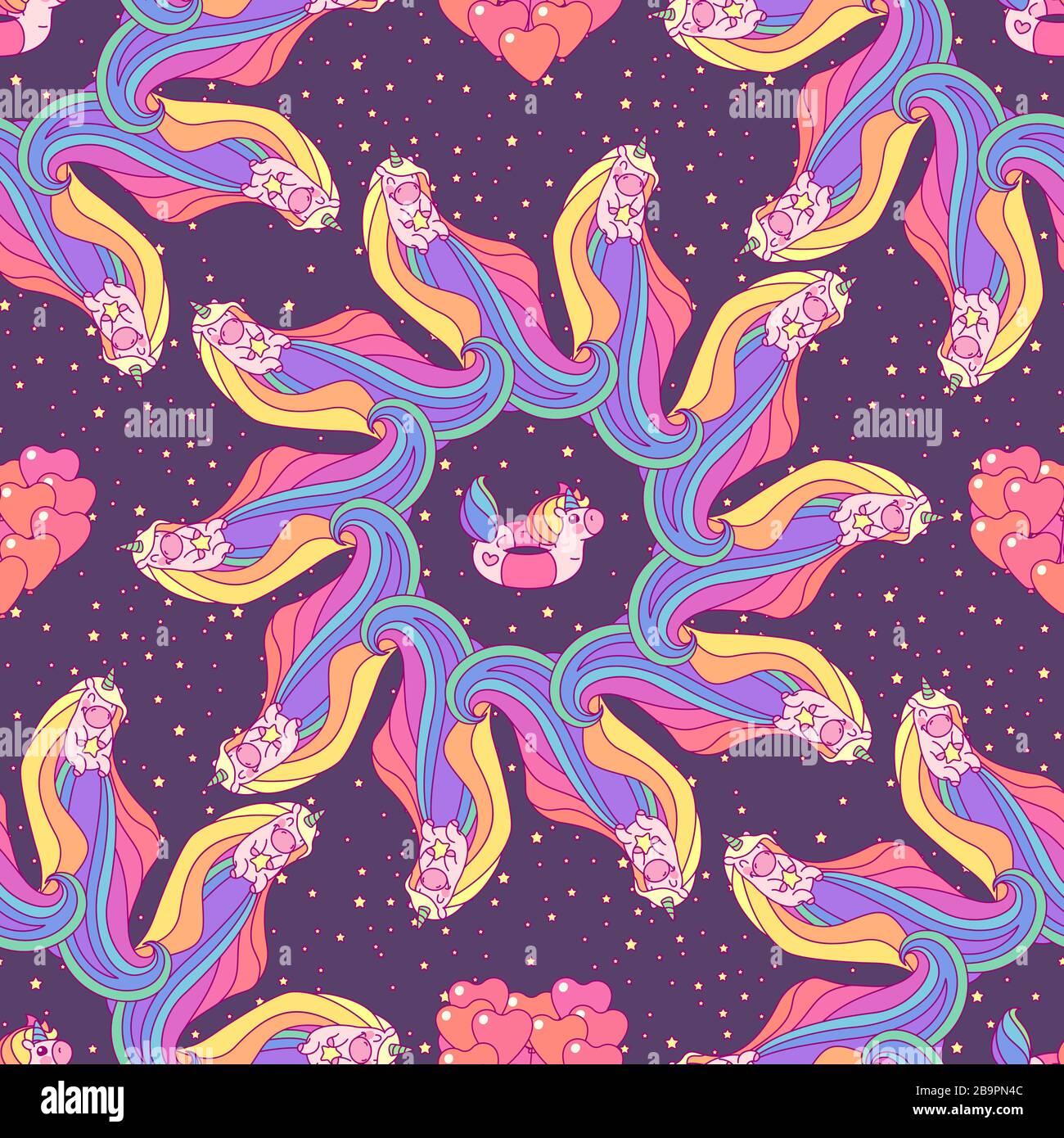 vector rainbow unicorn seamless pattern wall art Stock Vector Image ...