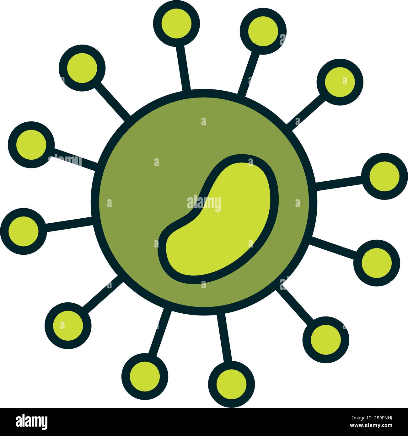 Virus with spheres line and fill style icon design, Bacterium organism ...