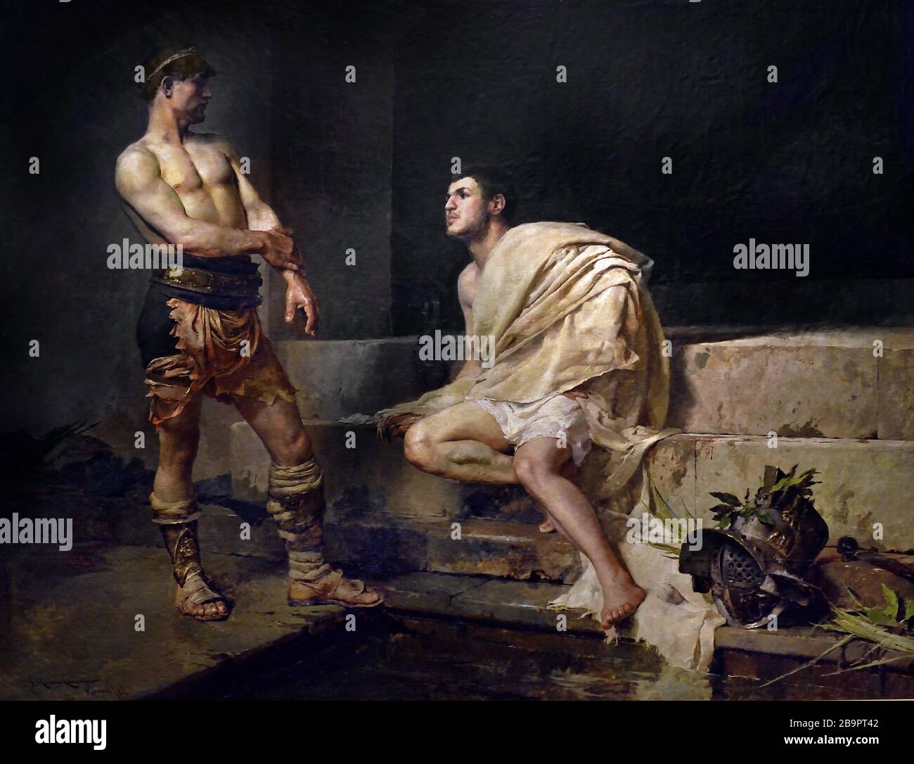 Gladiators - The Meta Sudans, Rome 1882 Jose Moreno Carbonero, 1860-1942, Spain, Spanish, Stock Photo