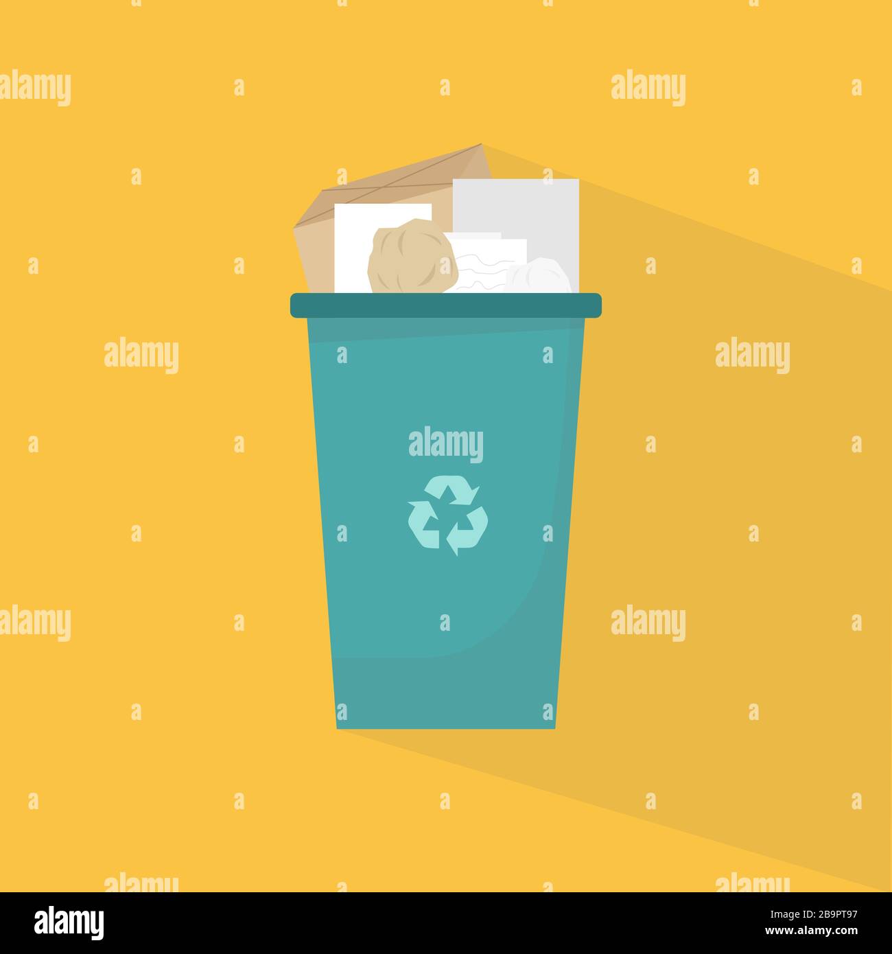 Sorting reusable garbage. Paper litter collected for recycling in