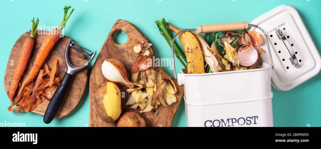 Sustainable and zero waste living. Vegetable waste in recycling compost ...