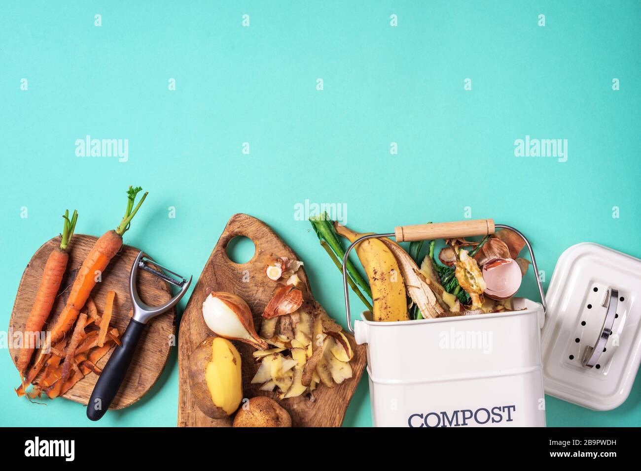 Garbage sorting. Organic food waste from vegetable ready for recycling