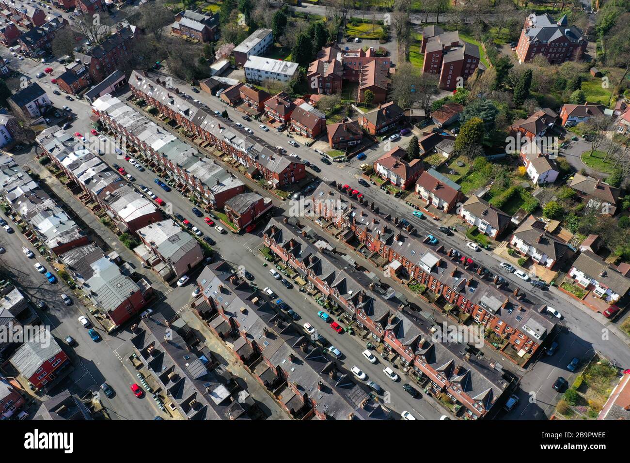 Aerial photo over looking the area of Leeds known as Headingley in West ...