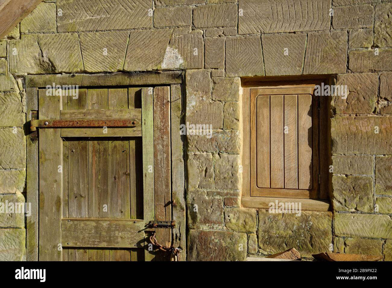 An old stone wall , door and window Stock Photo - Alamy