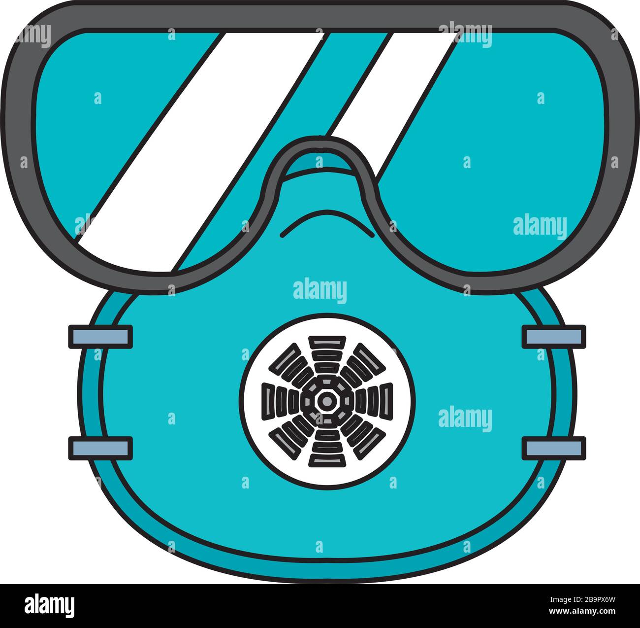 protection respiratory with safety goggles isolated icon Stock Vector