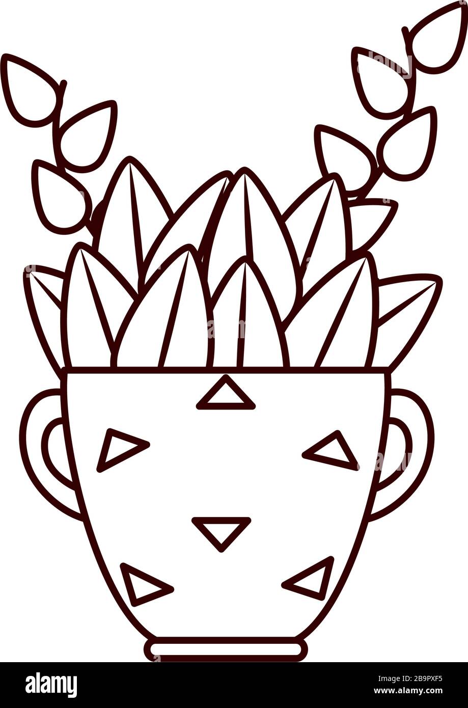 plant inside pot line style icon design of Floral nature garden ...