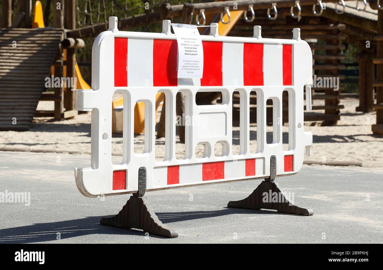 Empty playground, closed due to corona virus, forbidden to enter, Germany,  Europe Stock Photo - Alamy