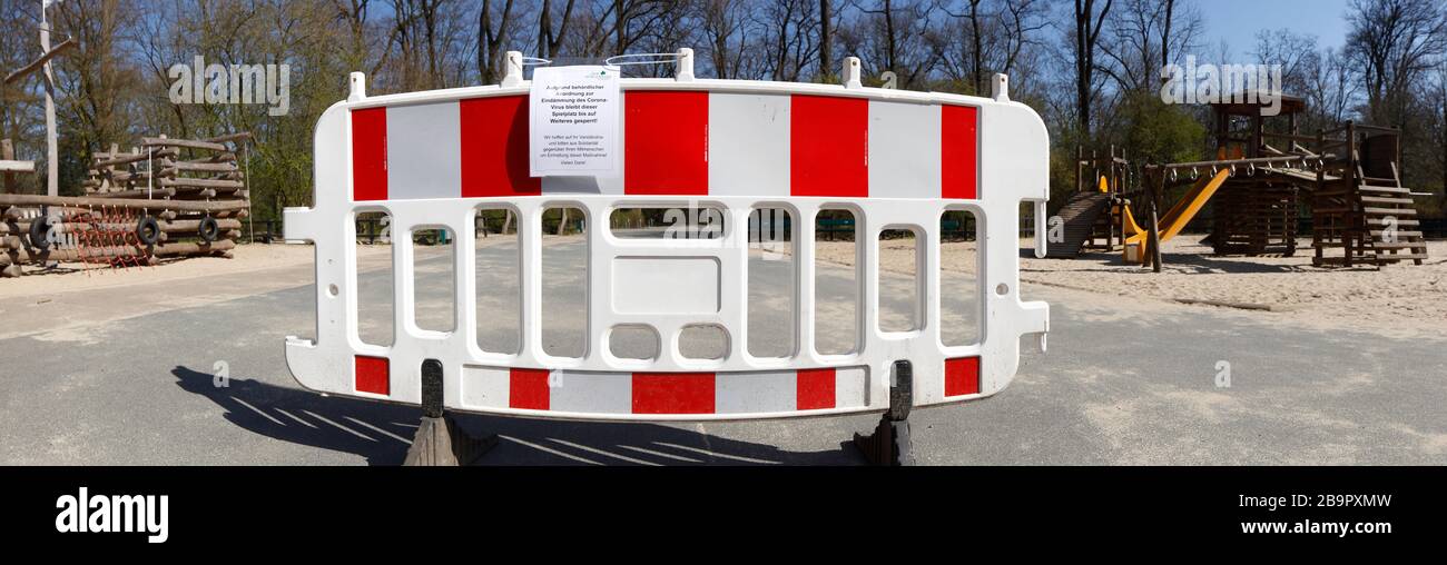 Empty playground, closed due to corona virus, forbidden to enter, Germany,  Europe Stock Photo - Alamy