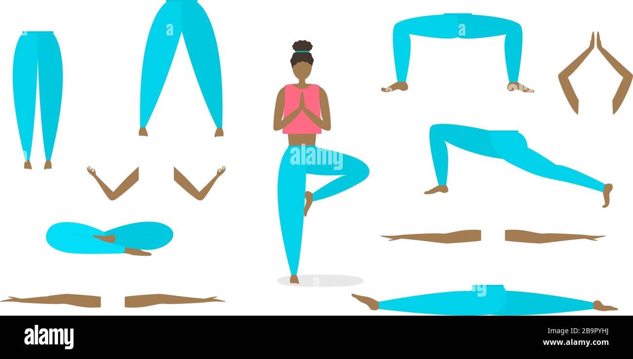 Vector yoga poses constructor. Arms, legs torso head Stock Vector Vector yoga poses constructor. Arms, legs torso head Stock Vector