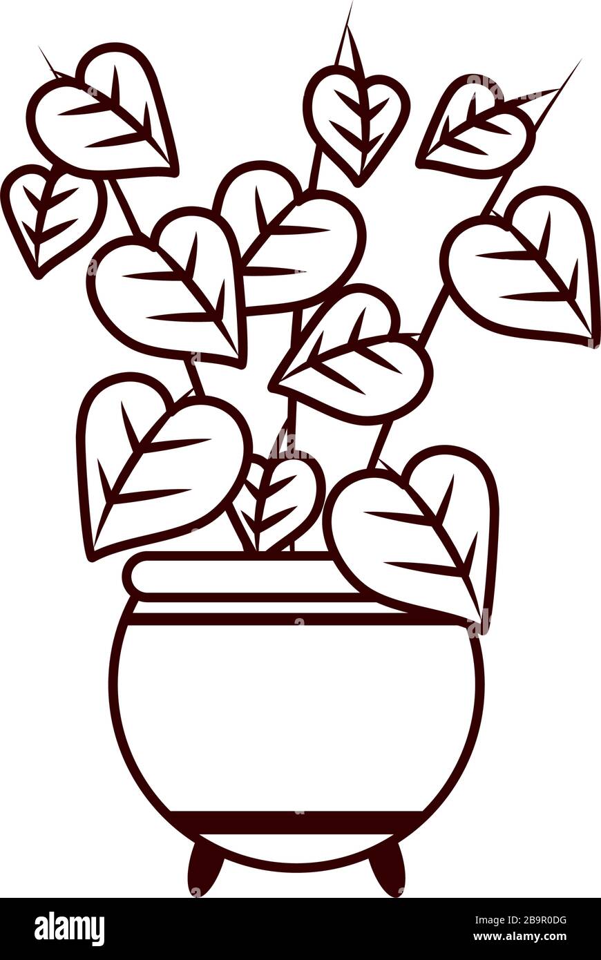 plant inside pot line style icon design of Floral nature garden ...
