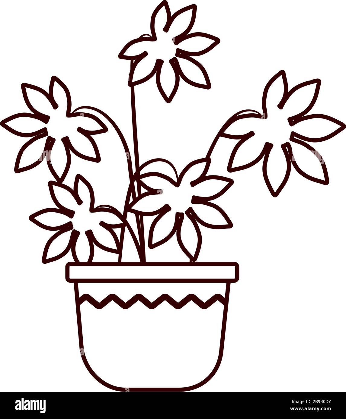 plant inside pot line style icon design of Floral nature garden ...