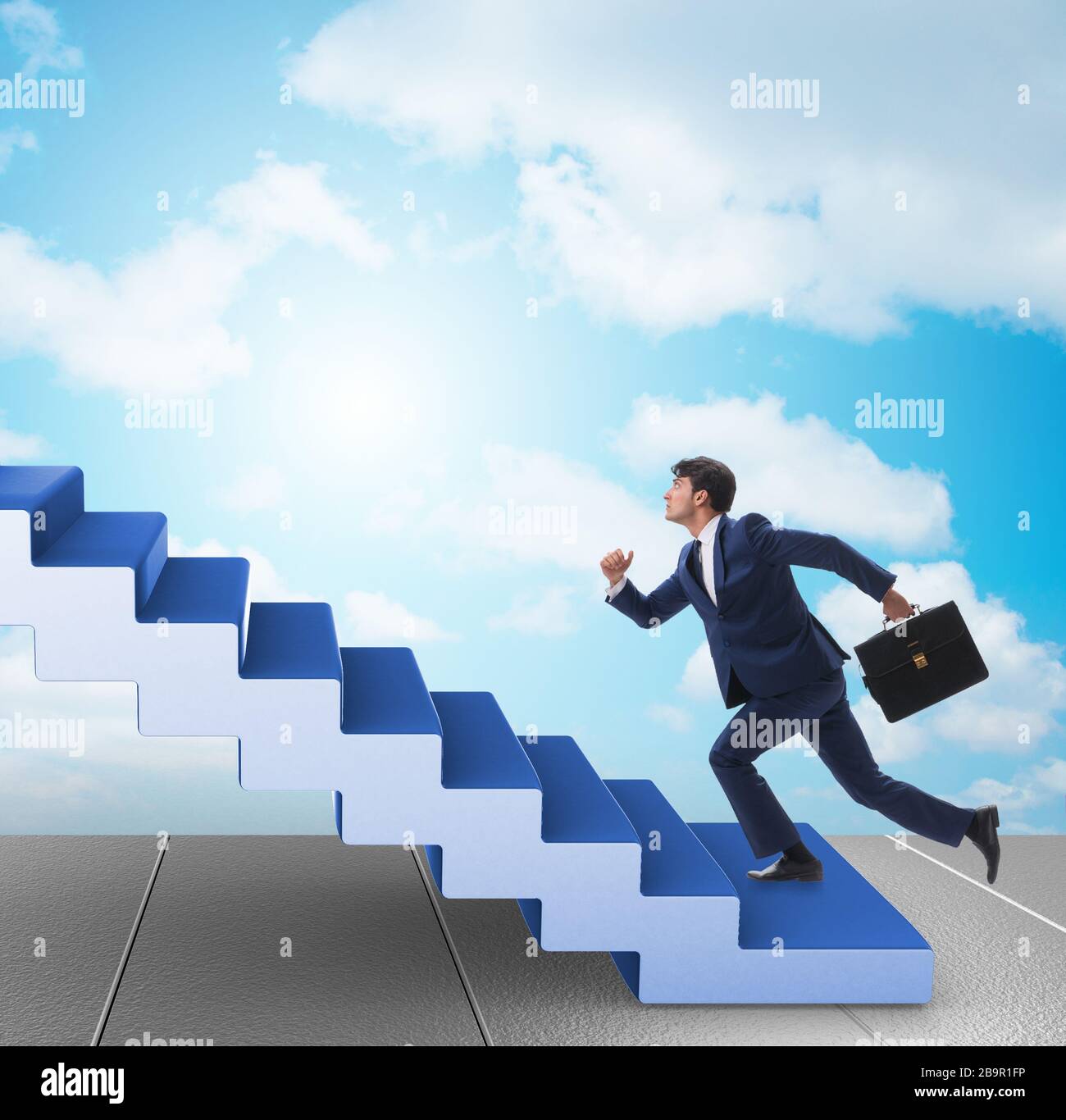 The businessman climbing career ladder in business concept Stock Photo ...