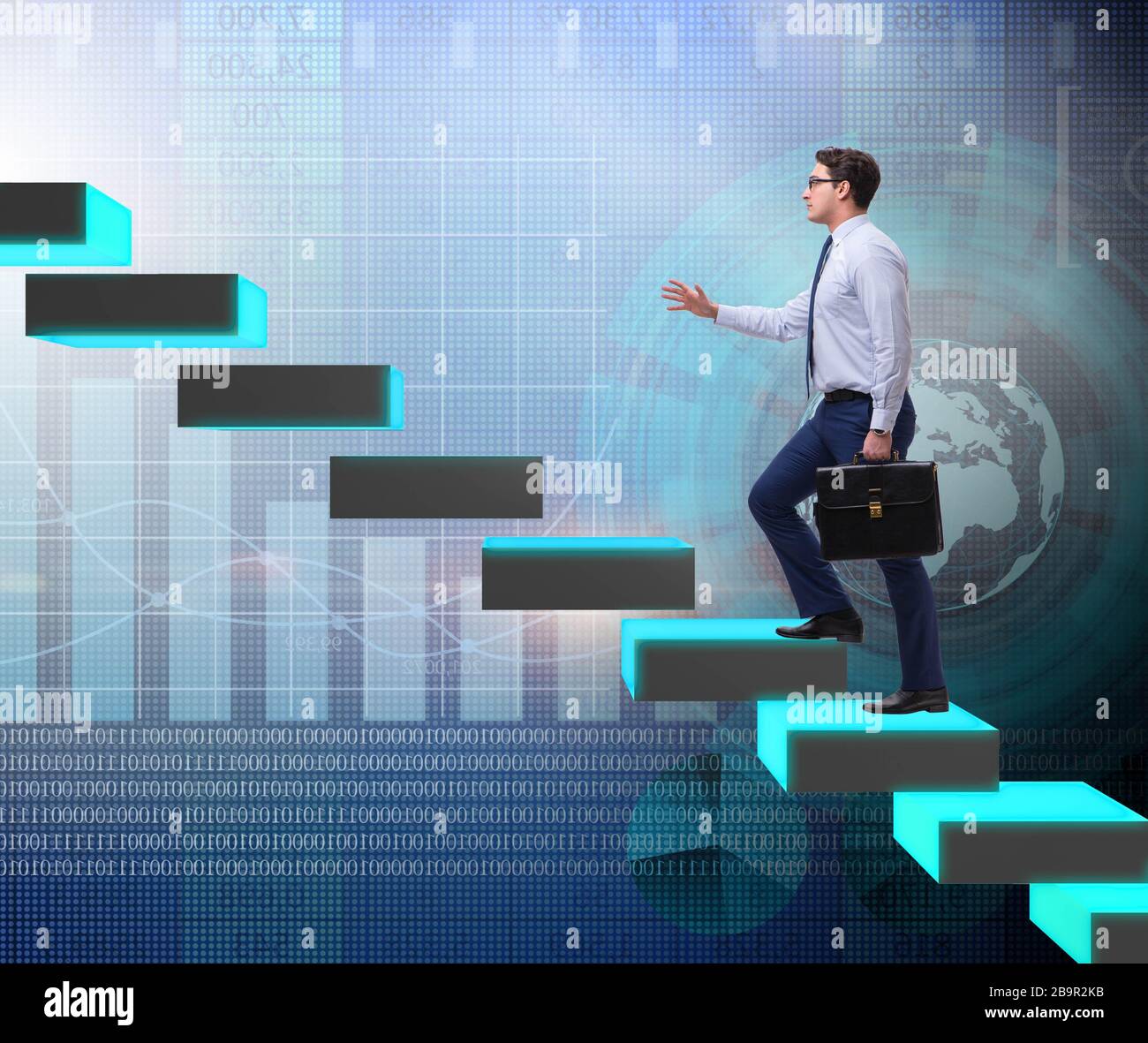 The young businessman climbing career ladder Stock Photo - Alamy