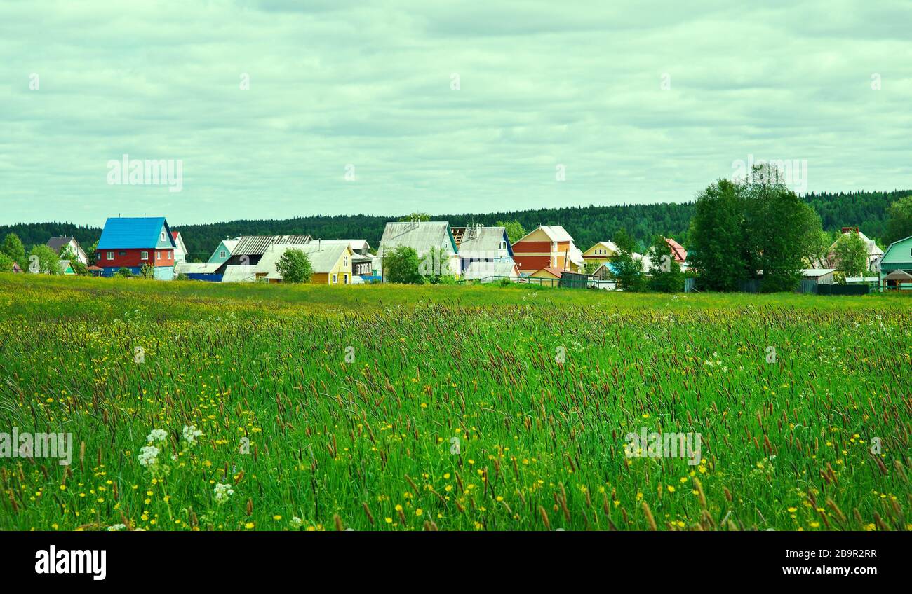 North Russian village.Arkhangelsk region .Russian North. Stock Photo