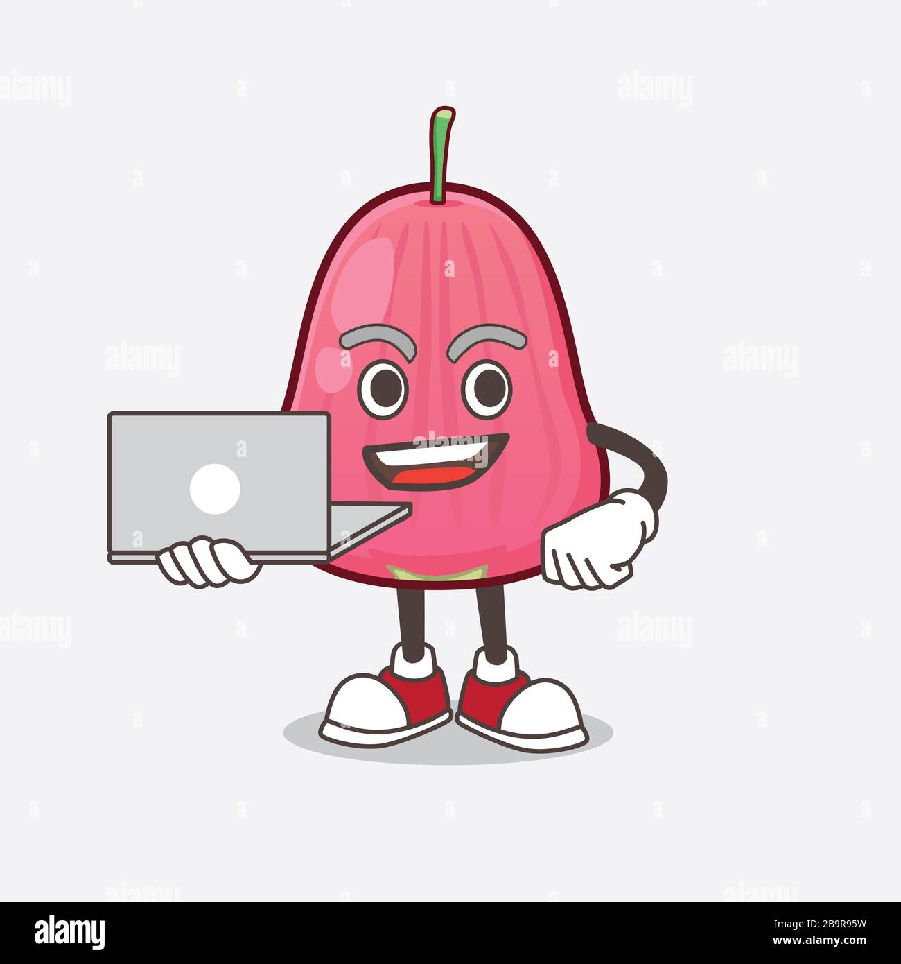 A picture of Java Apple cartoon mascot character working with laptop ...