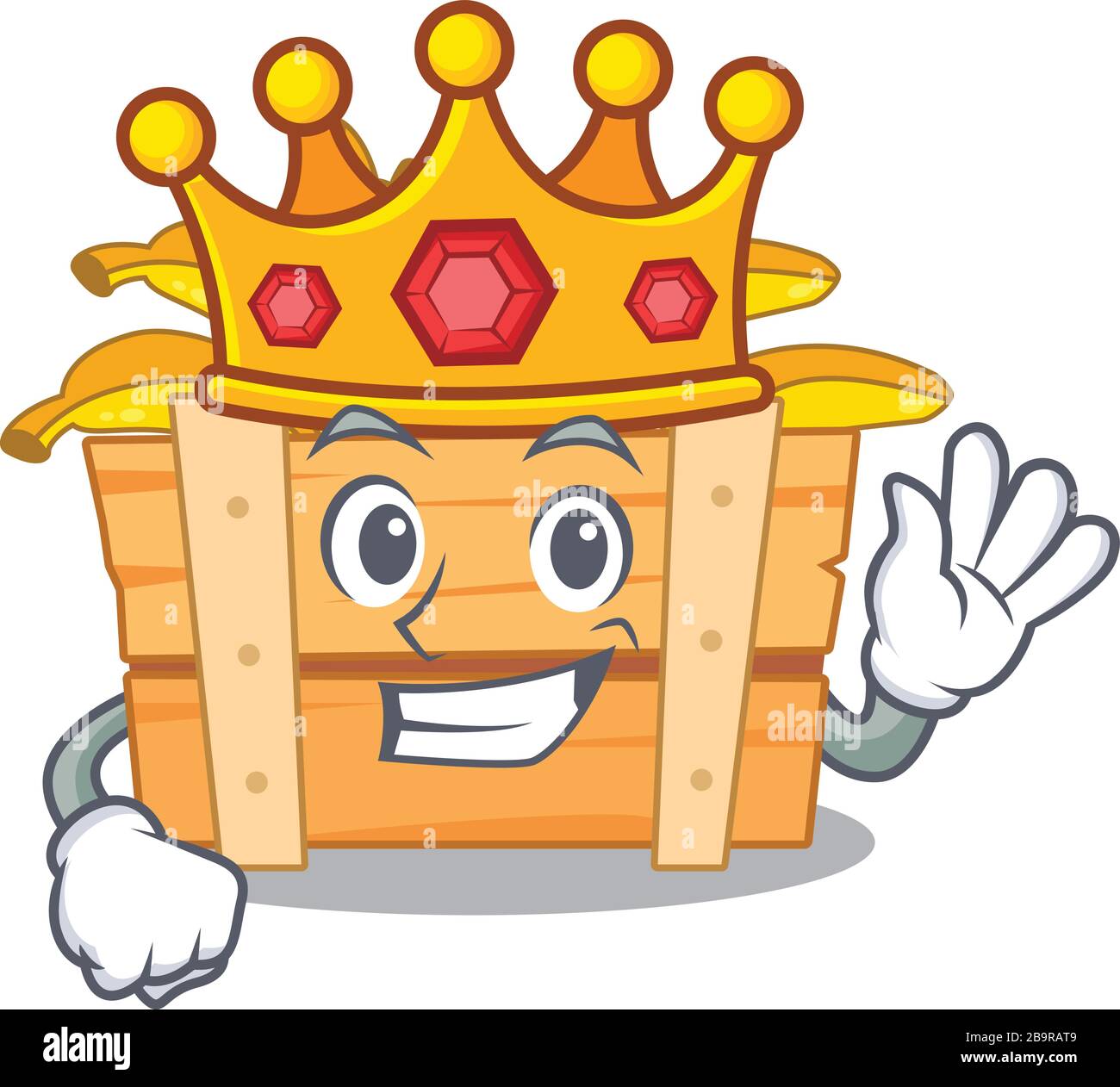 The Royal King of banana fruit box cartoon character design with crown