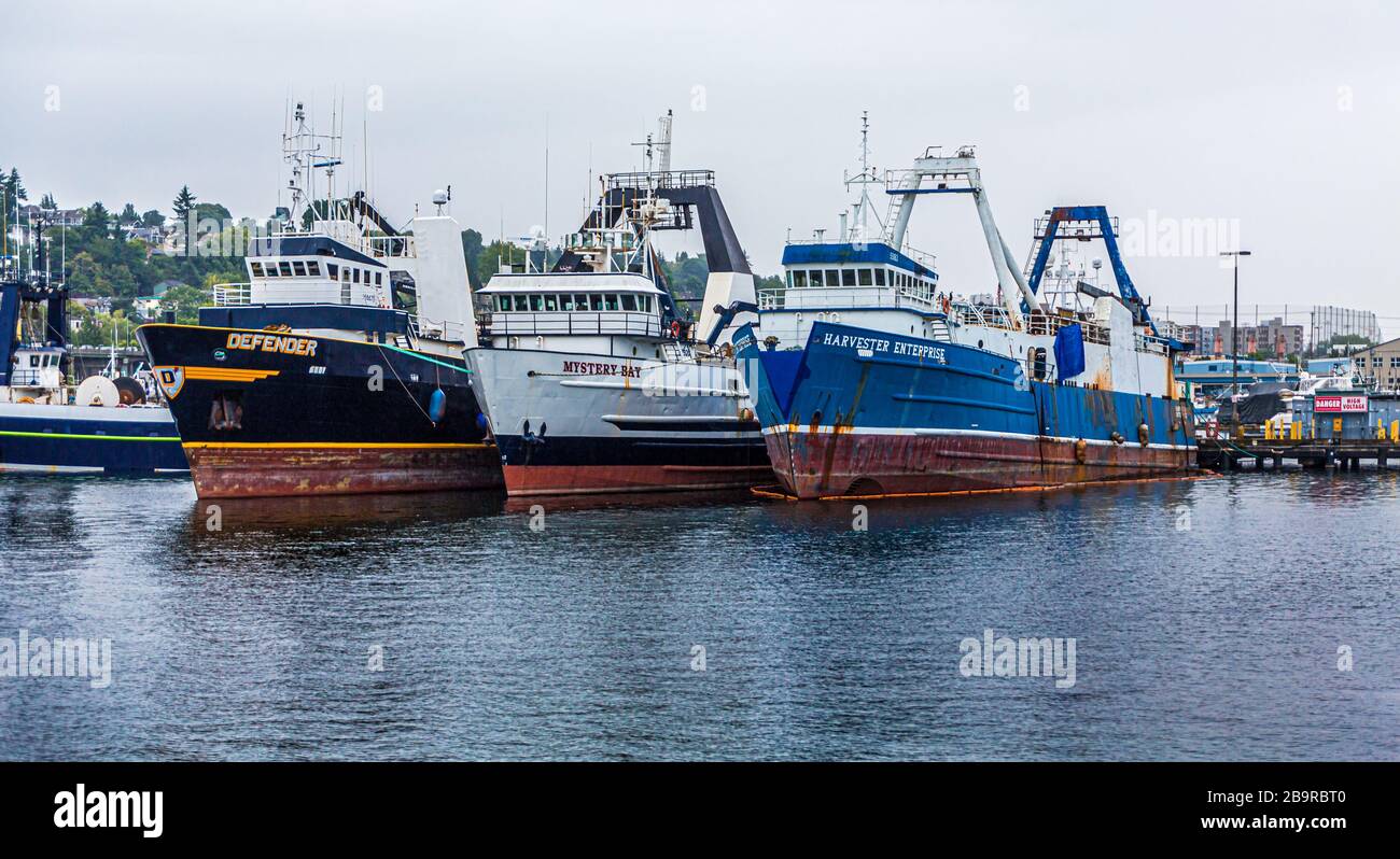 Three Fishing Boats in Lake Union Stock Photo Alamy