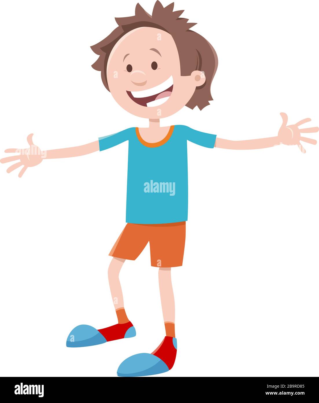 Cartoon Illustration of Happy Elementary or Teen Age Boy Character ...