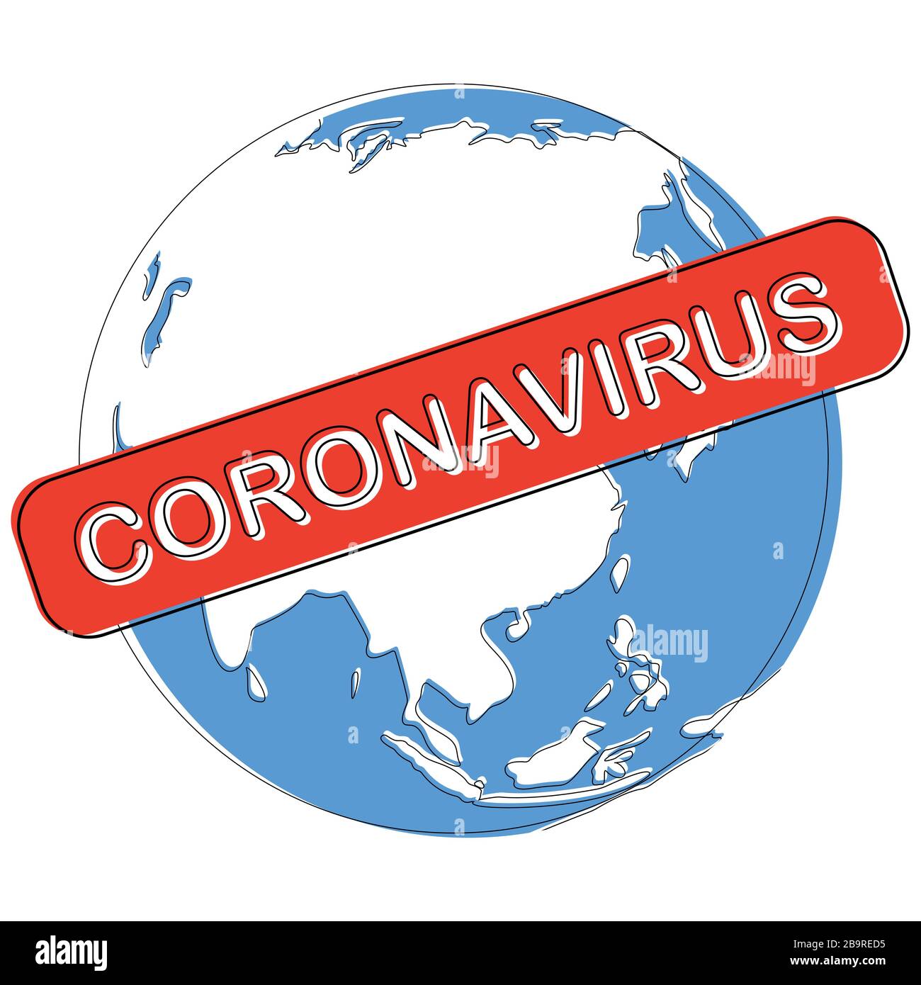 Corona global pandemic - planet earth encircled by virus Covid-19. Bacterial and viral infections attack. Planet Earth microorganisms microscopic Stock Vector