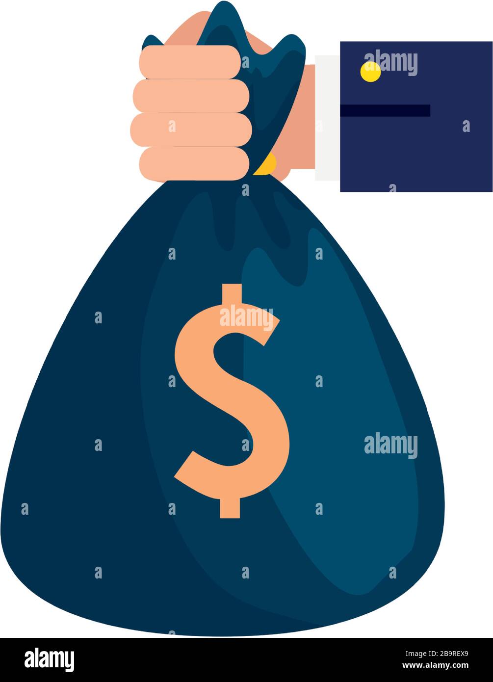 hand with money bag cash isolated icon Stock Vector Image & Art - Alamy