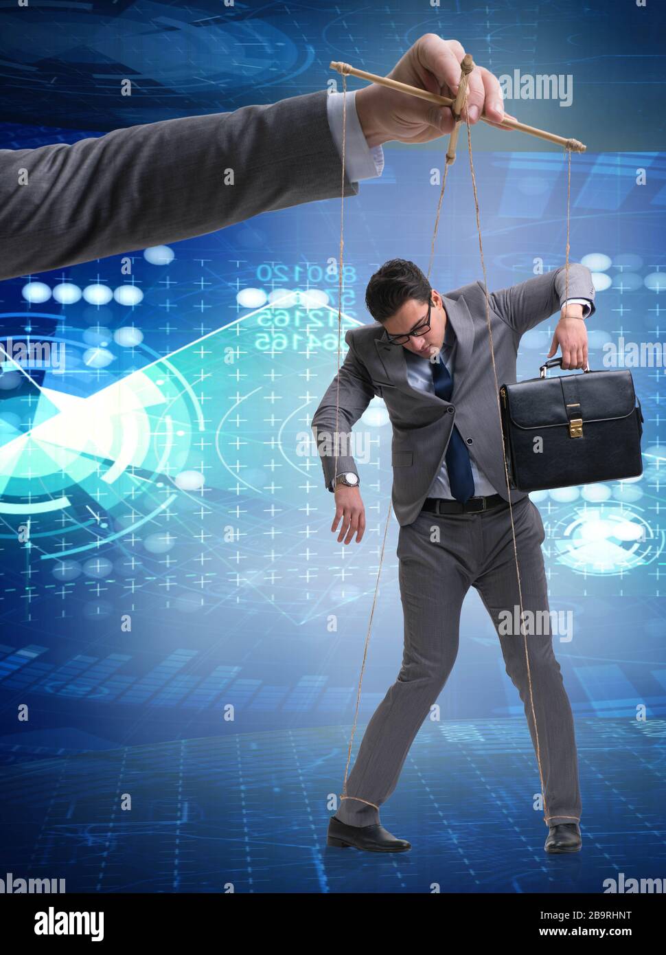 The businessman puppet being manipulated by boss Stock Photo Alamy