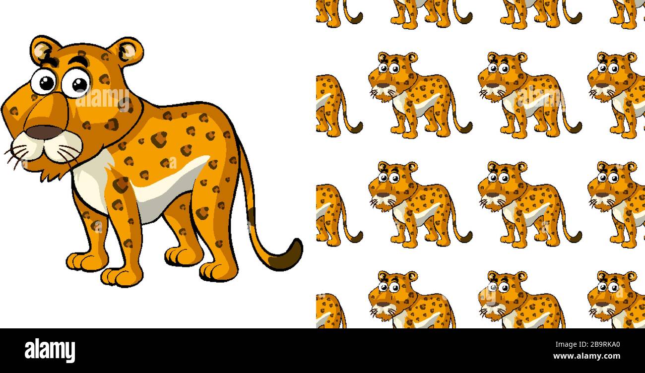 Seamless background design with cute cheetah illustration Stock Vector ...