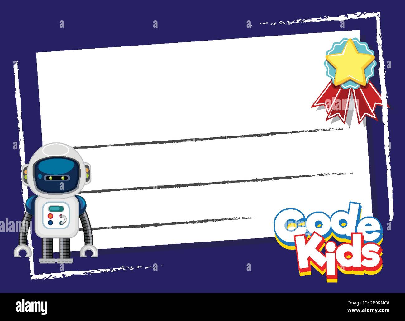 Background design template with robot, and star illustration Stock Vector
