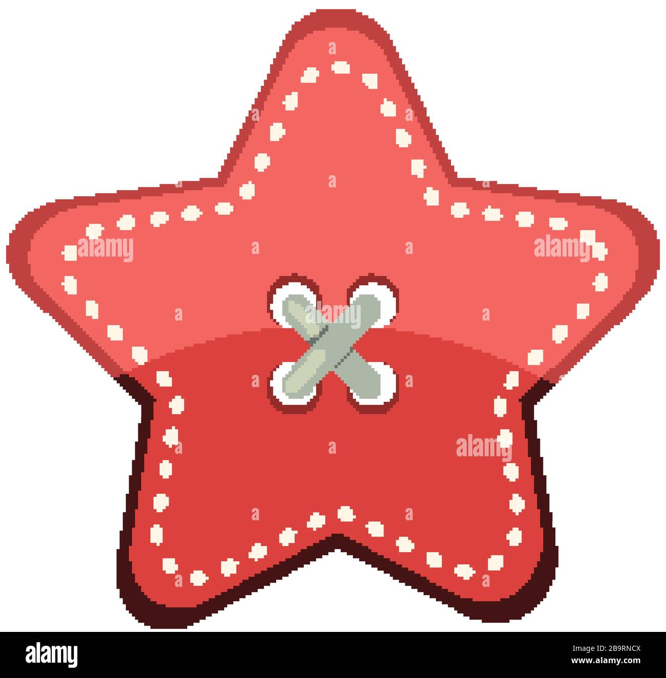 One red star shape button on white background illustration Stock Vector