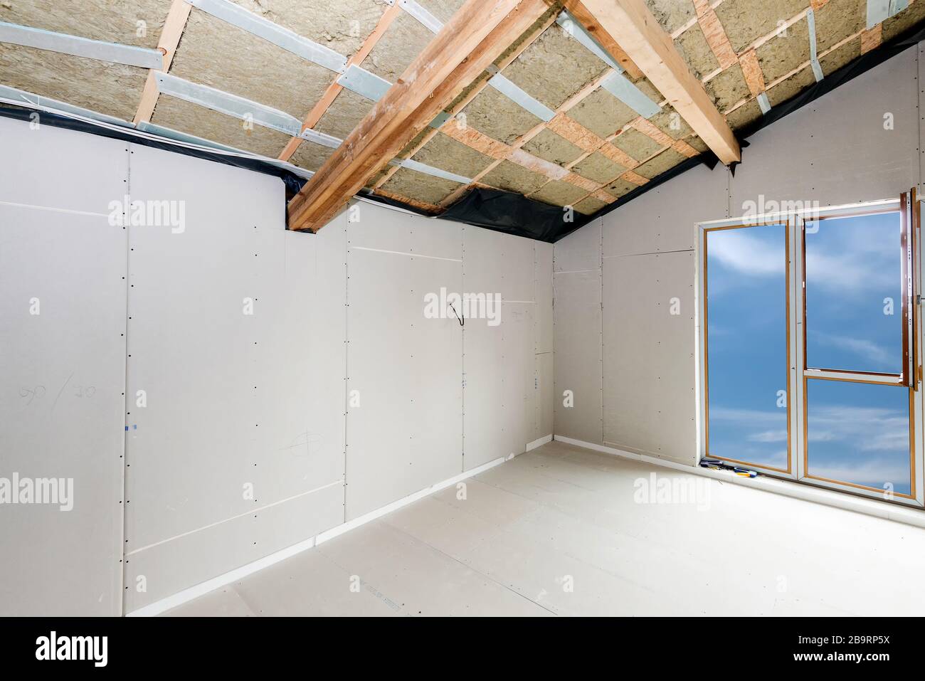 Gypsum board ceiling house construction hires stock photography and