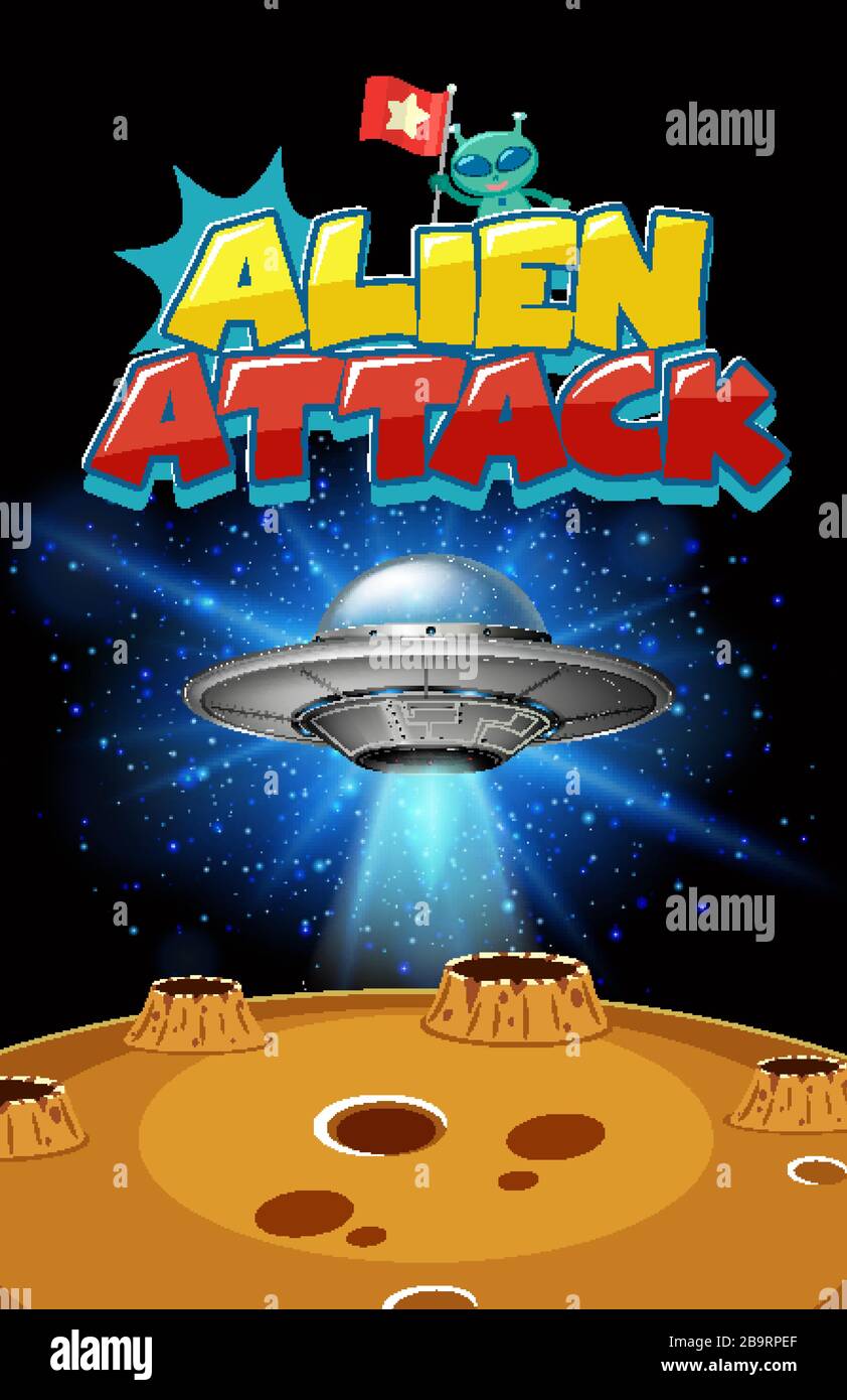 Scene with spaceship flying in the dark galaxy illustration Stock ...