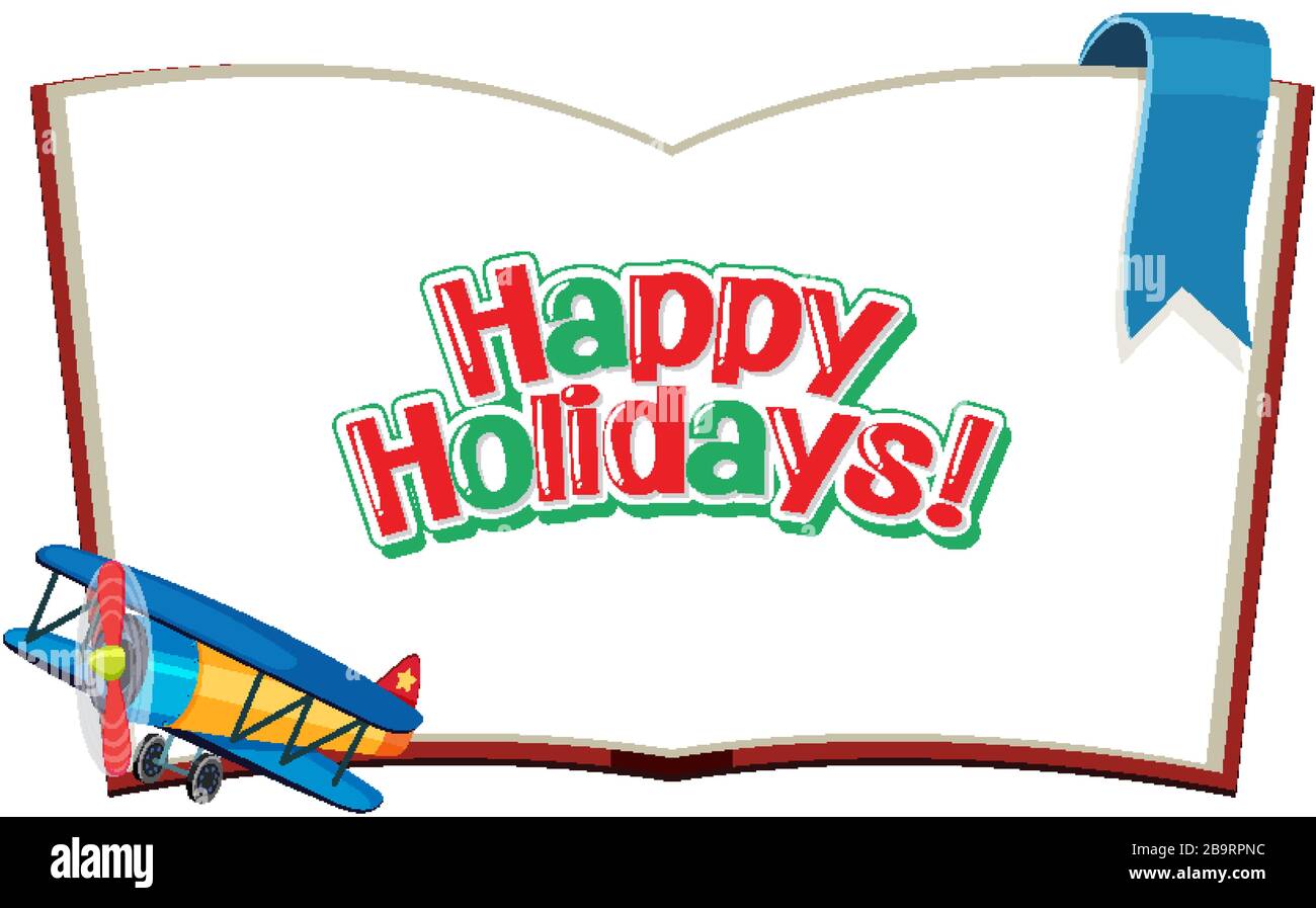 Font design template for word happy holidays on the book illustration ...