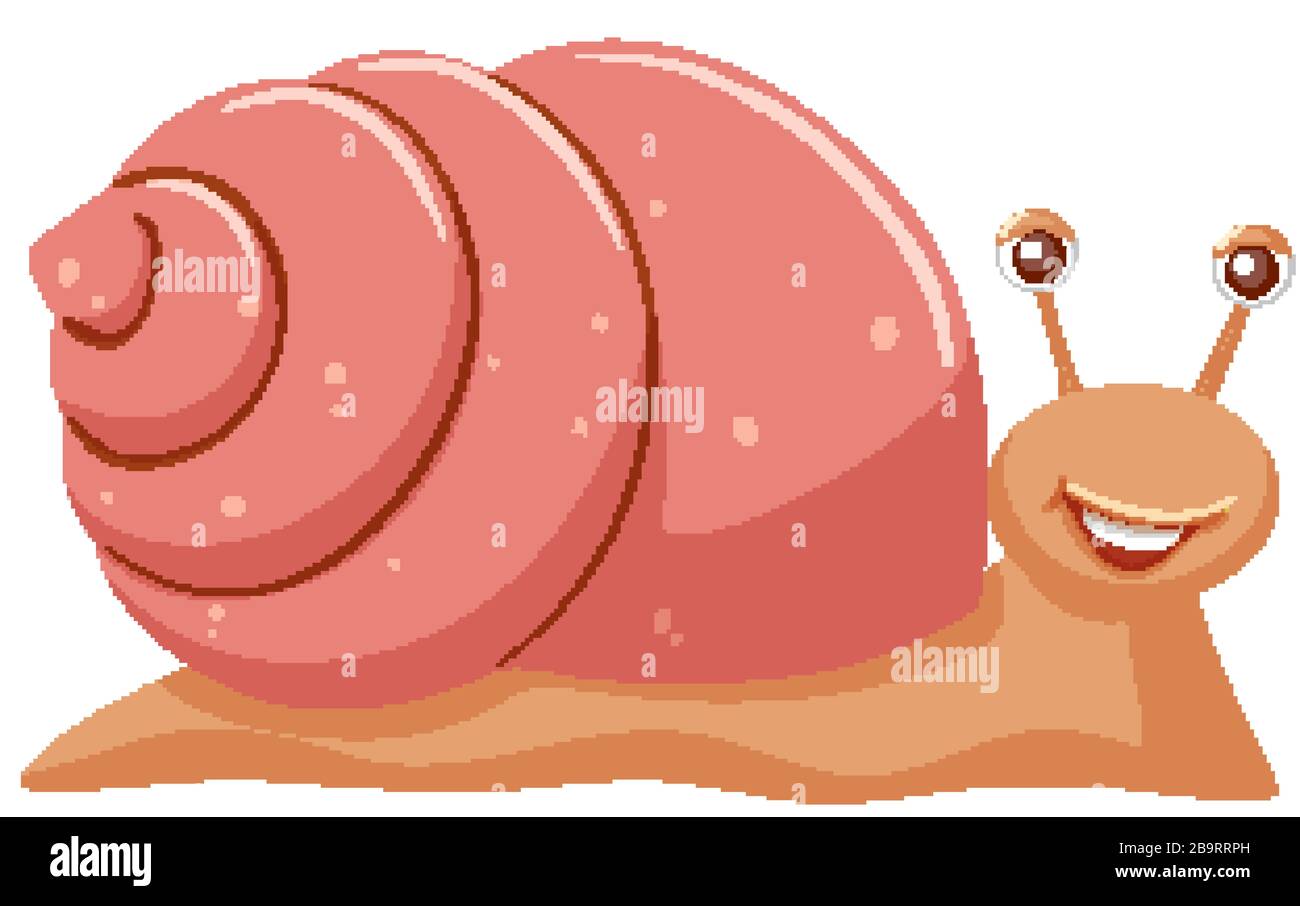 Cute snail crawling on white background illustration Stock Vector Image ...