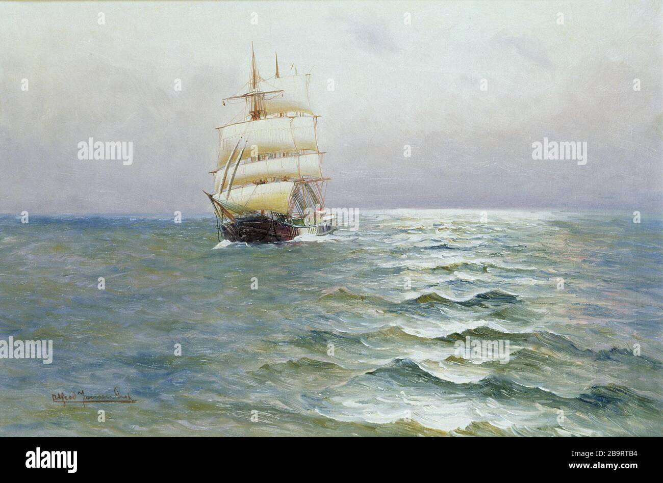 'Tall Shiplabel QS:Len,Tall Ship label QS:Lde,Großsegler; late 19th century date QS:P,+1850-00-00T00:00:00Z/7; ' Stock Photo