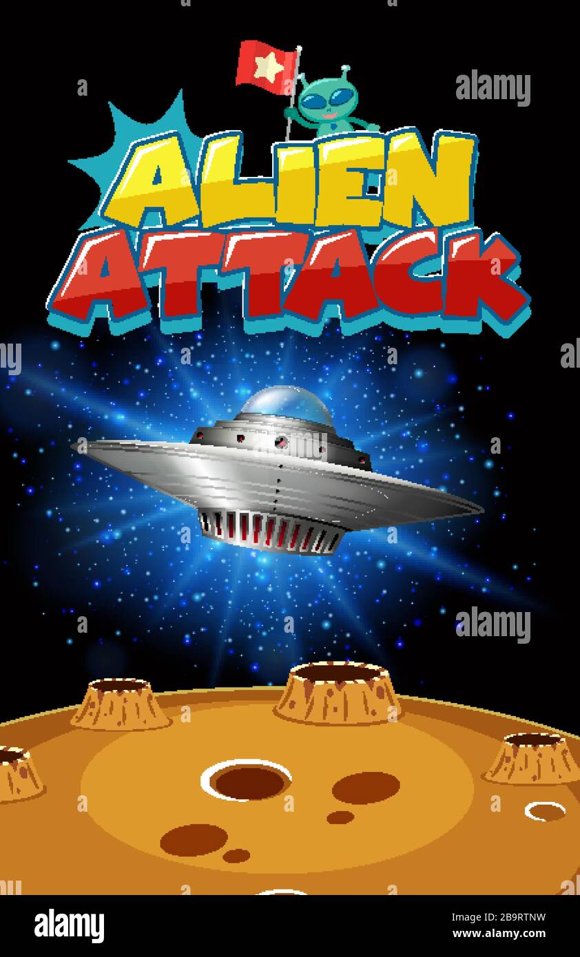 Scene with spaceship flying in the dark galaxy illustration Stock ...