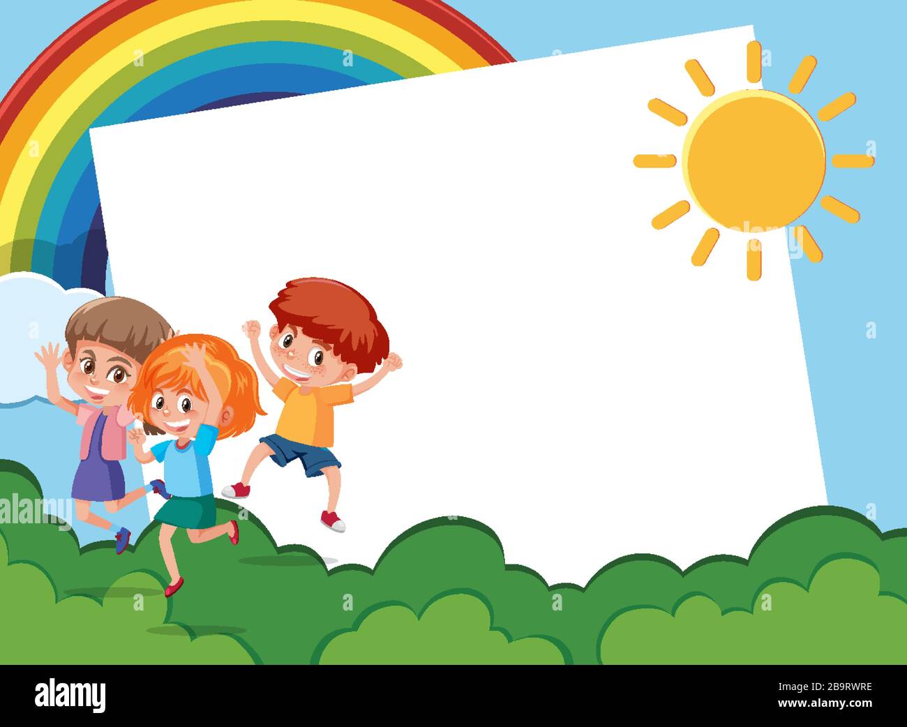 Background template design with happy kids in the garden illustration Stock  Vector Image & Art - Alamy