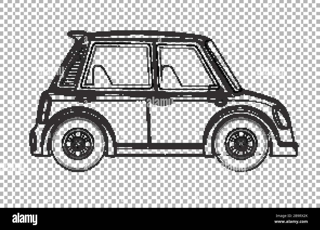 Outline drawing of small car on transparent background illustration ...
