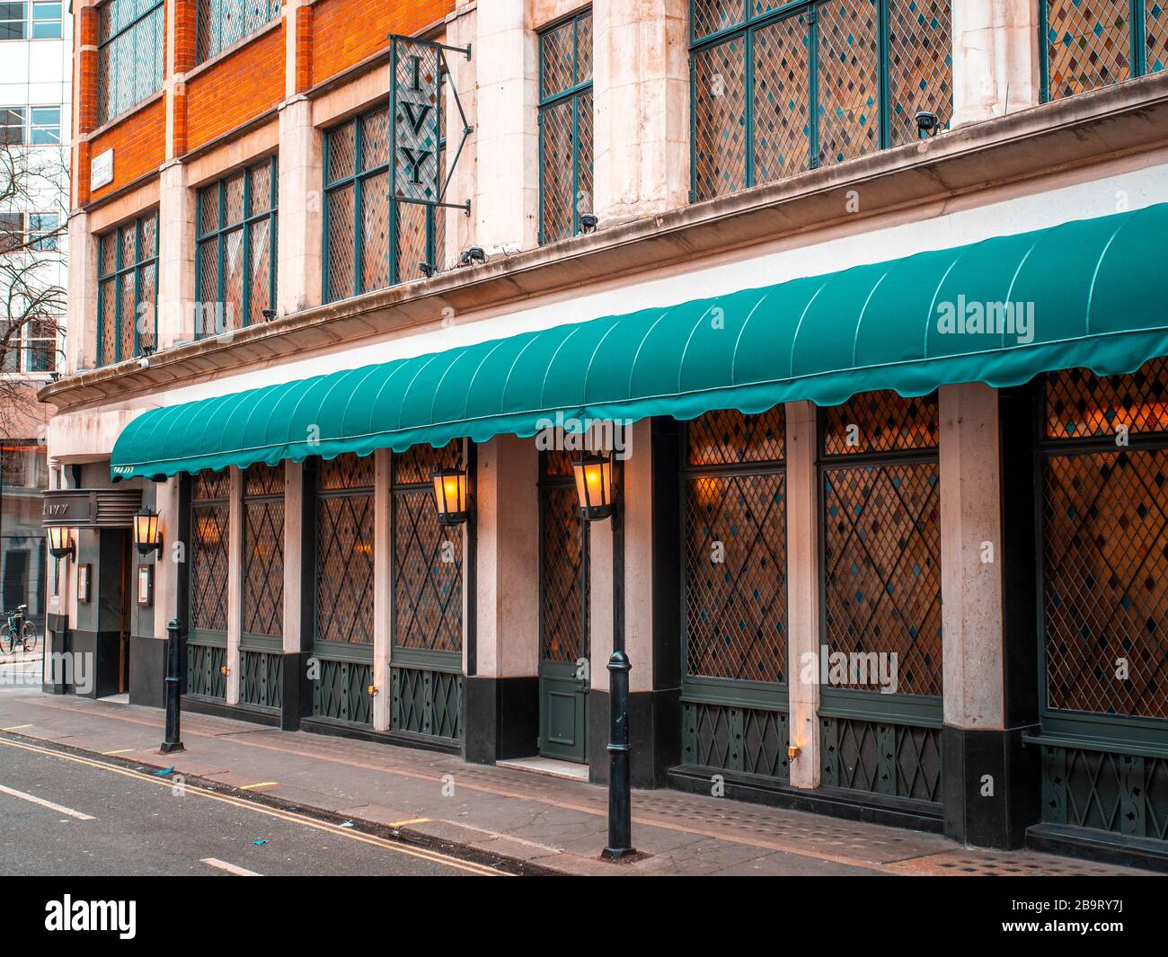 The Ivy Restaurant, West Street, London, Britain. First opened by Abel Giandellini in 1917 as a Cafe. Now a popular venue for celebrities to dine Stock Photo