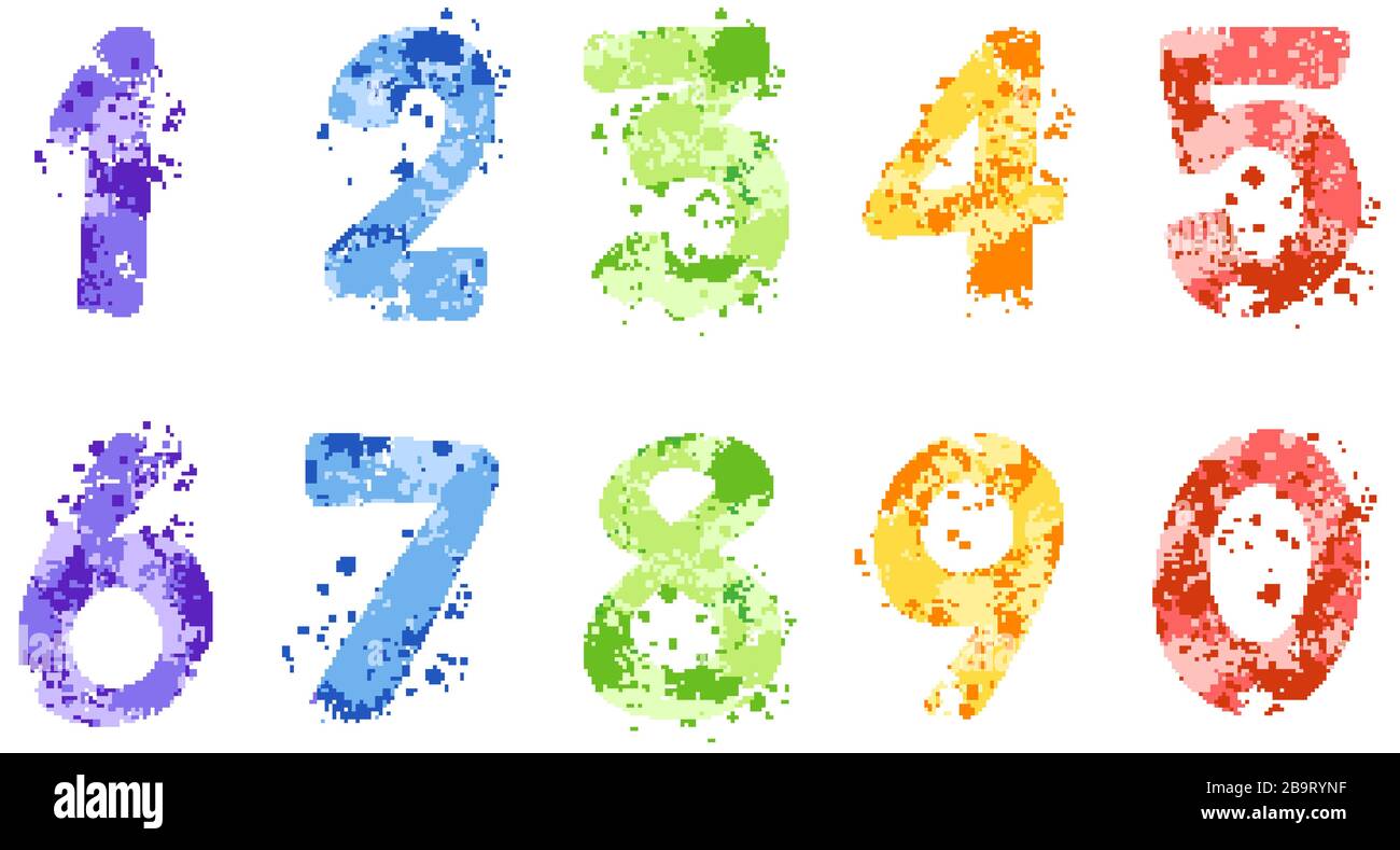 Font design for number one to zero on white background illustration Stock Vector