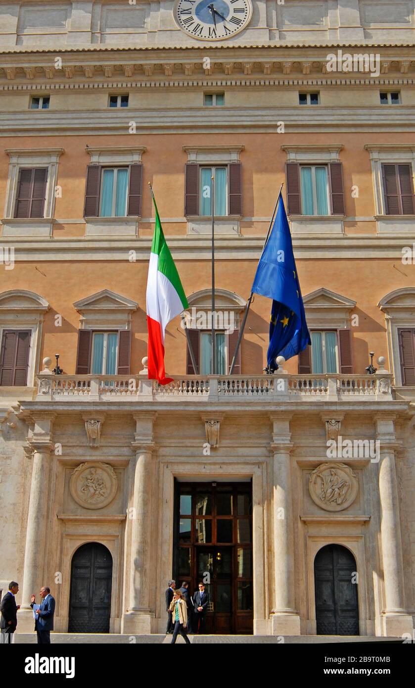 Parliament building, Palazzo di Montecitorio,  seat of the Italian Chamber of Deputies, Roma, Italy Stock Photo