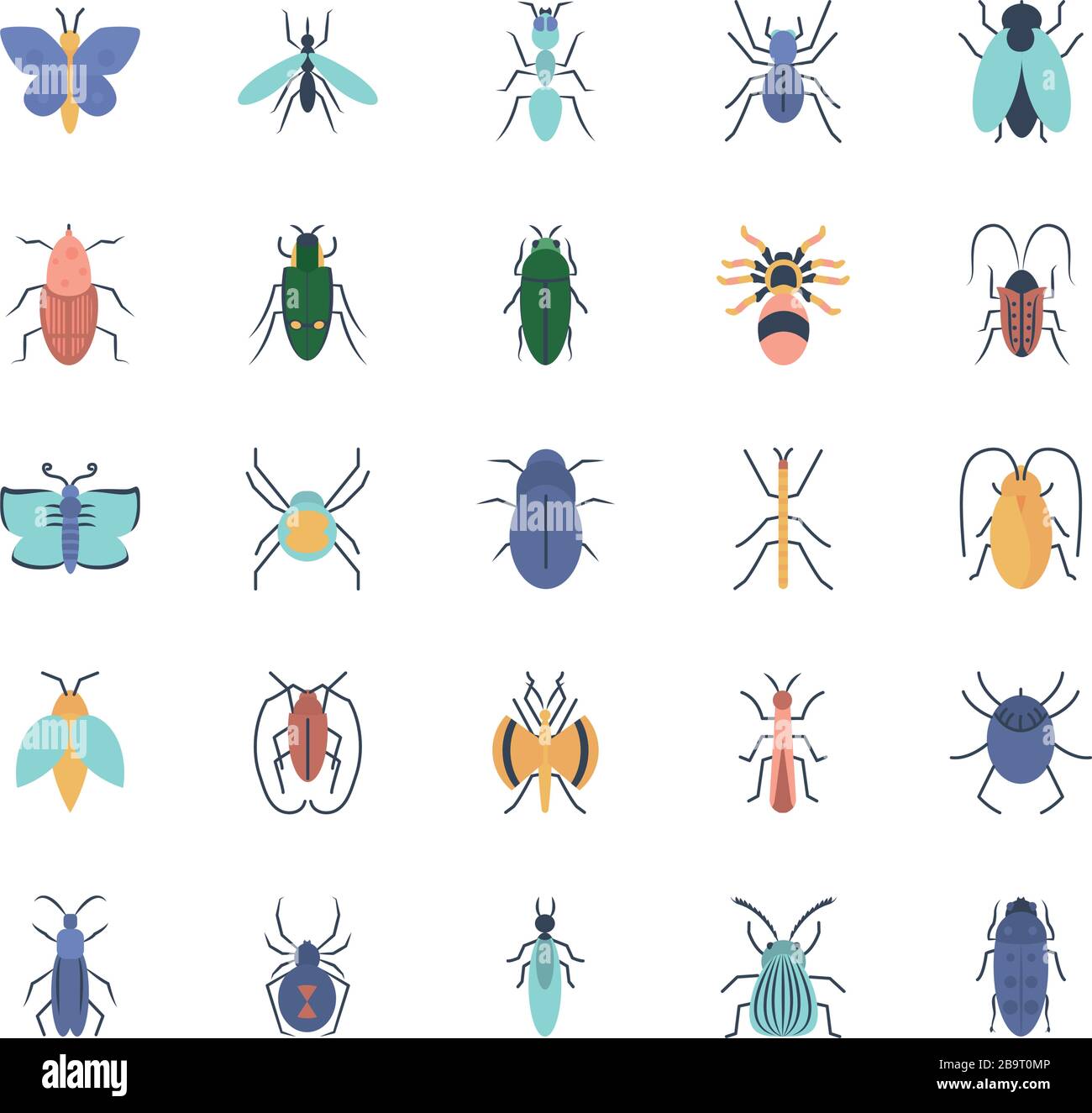 ant and insect concept icon set over white background, flat style ...