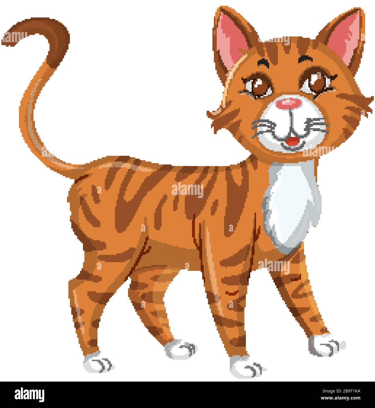Cute kitten on white background illustration Stock Vector Image & Art ...