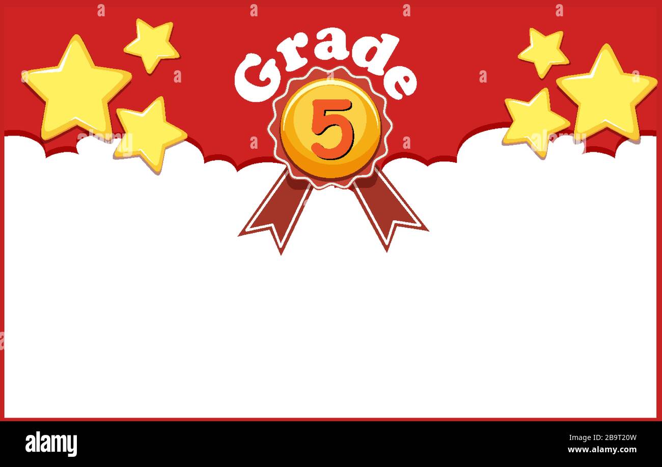 Background design template with stars for grade five illustration Stock